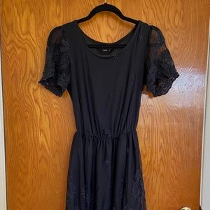 ASOS Black Short Sleeve Embroidered Dress